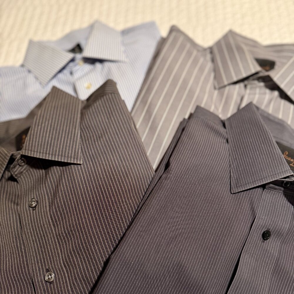 JOSEPH A BANKS MENS DRESS SHIRTS, SET OF 4, SIZE 16.5 X 34, 100% NO-IRON COTTON - Picture 3 of 16
